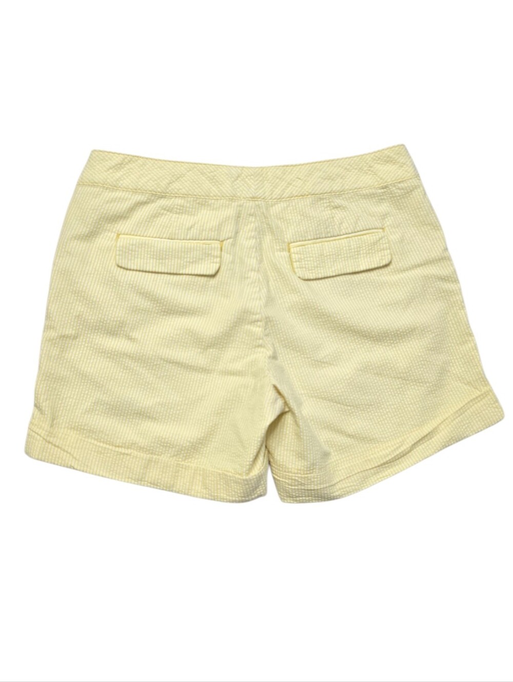 Light Yellow Women's Seersucker Shorts - Picture 2 of 9
